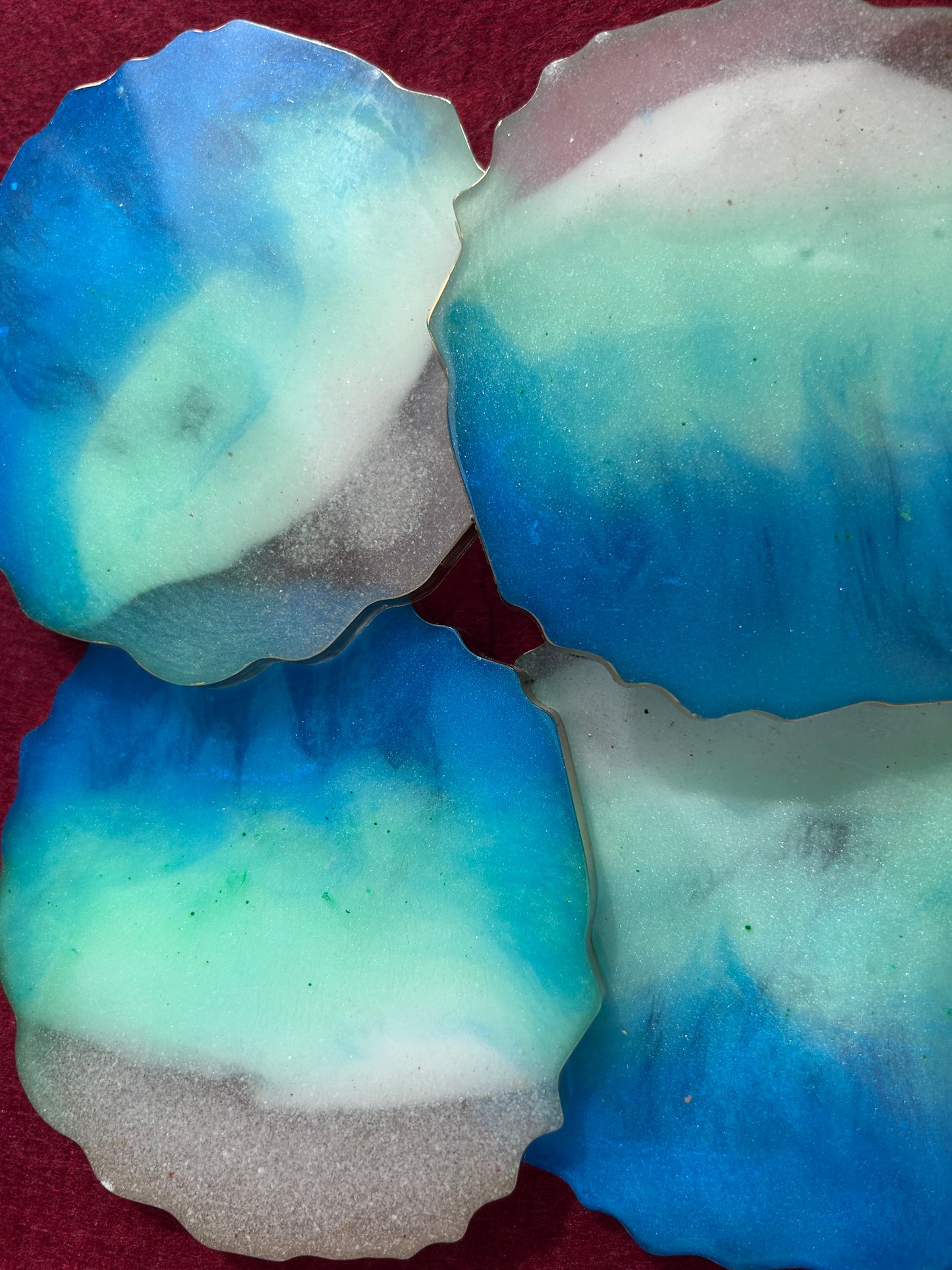 Ocean Beach Theme Resin Coaster For Tea and Coffee, Unique Dine & Table Décor (Set of 4)
