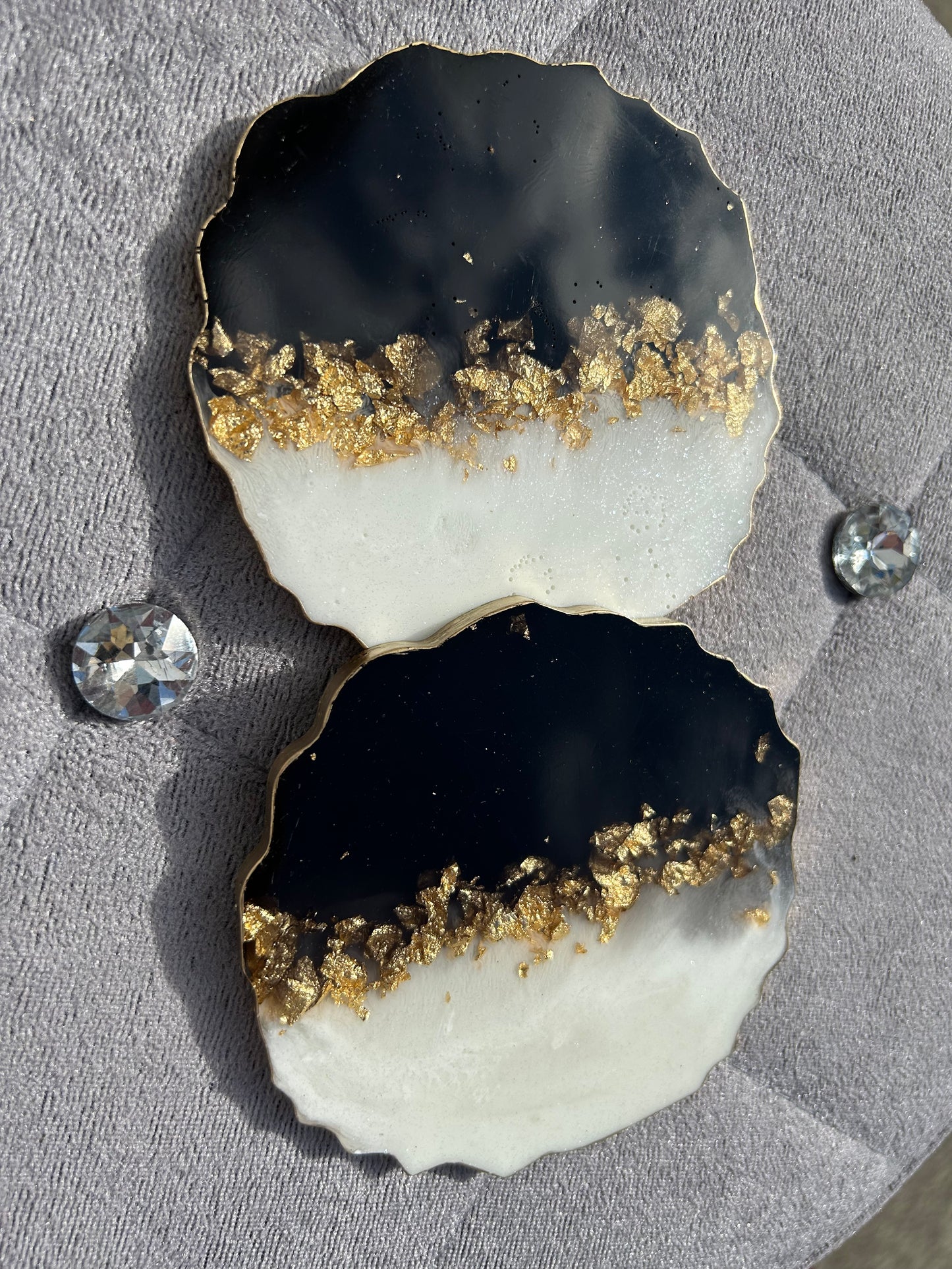 Resin Designer Black & White Coaster For Unique Party Décor (Set of 2)