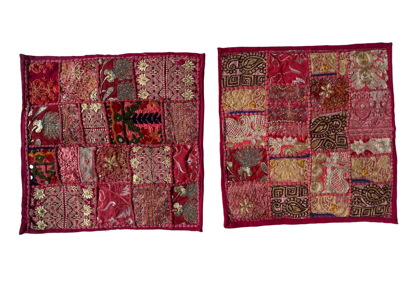 Ethnic Fine Colors Embroidery Vintage Patchwork Pillow Covers, Set of 2