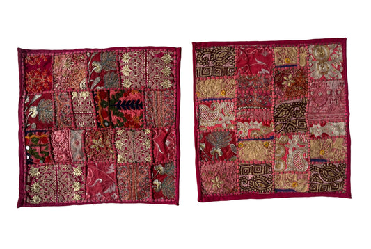 Ethnic Fine Colors Embroidery Vintage Patchwork Pillow Covers, Set of 2