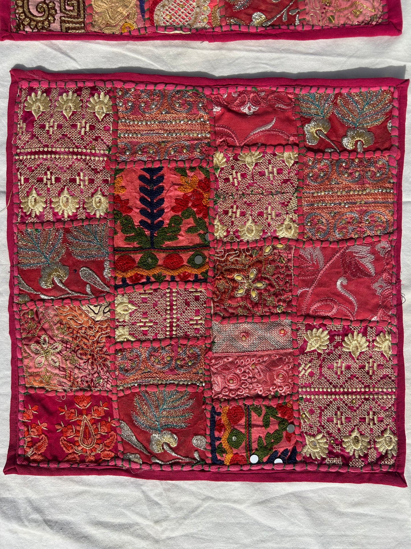 Ethnic Fine Colors Embroidery Vintage Patchwork Pillow Covers, Set of 2