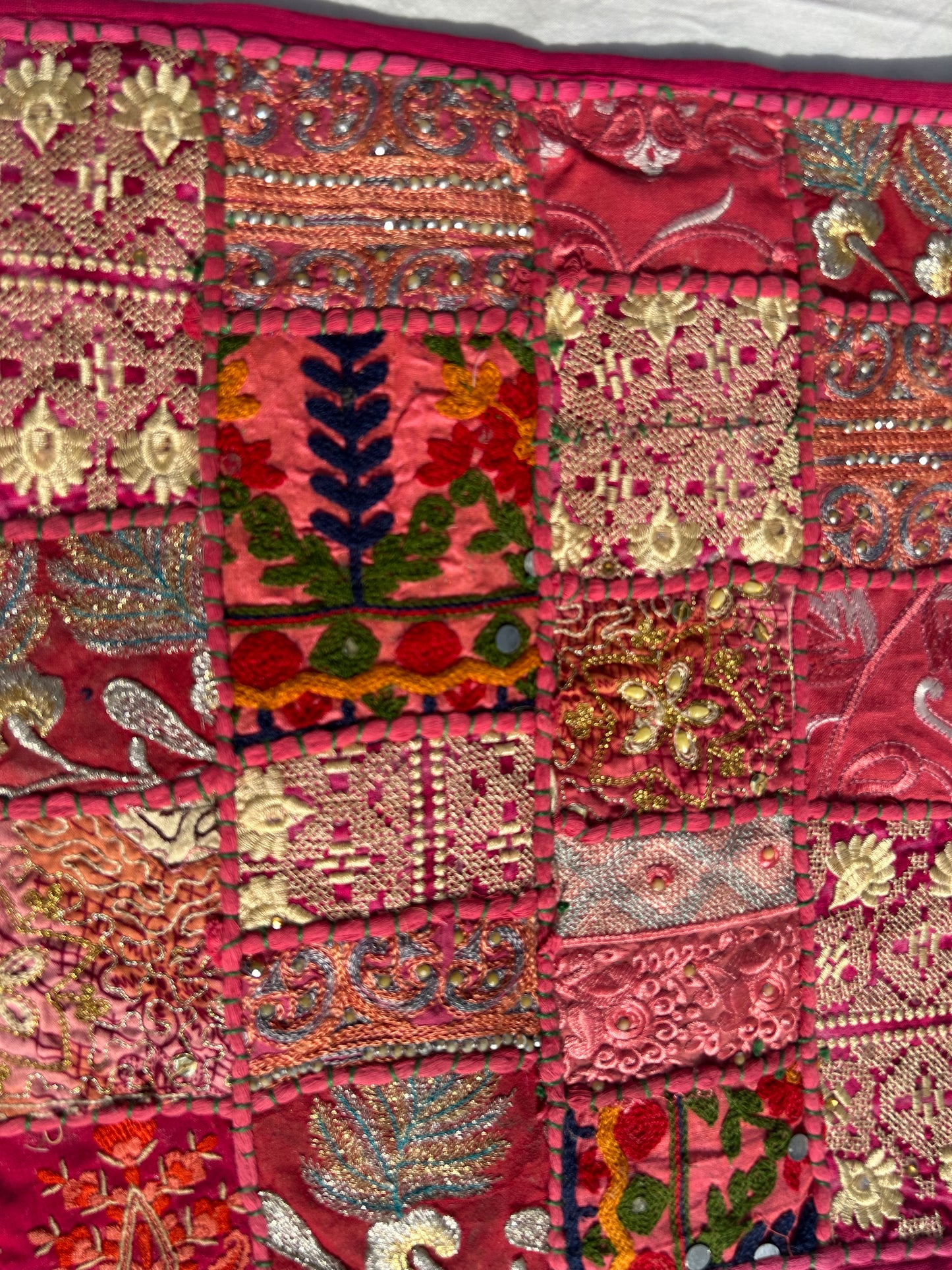 Ethnic Fine Colors Embroidery Vintage Patchwork Pillow Covers, Set of 2