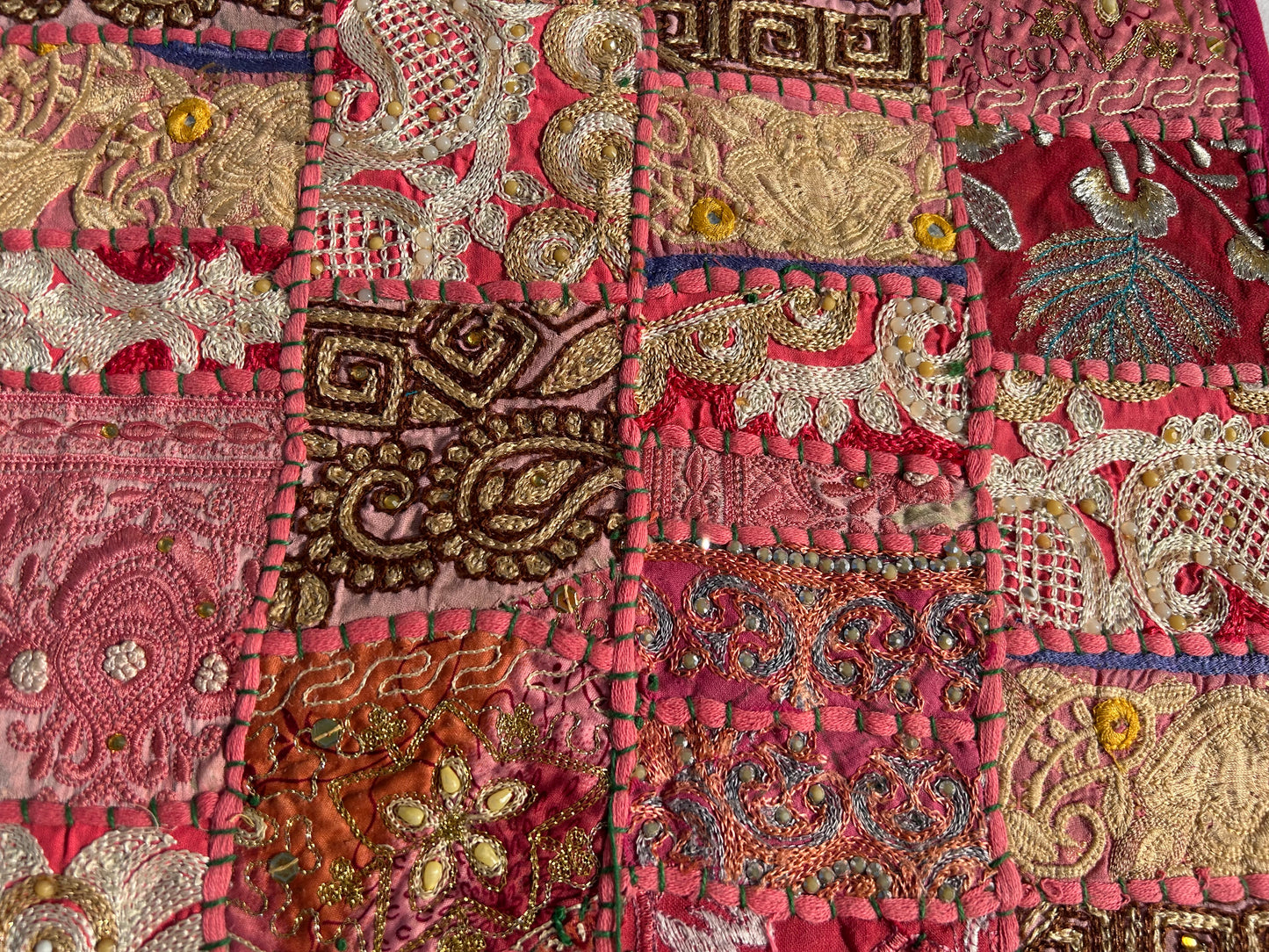 Ethnic Fine Colors Embroidery Vintage Patchwork Pillow Covers, Set of 2