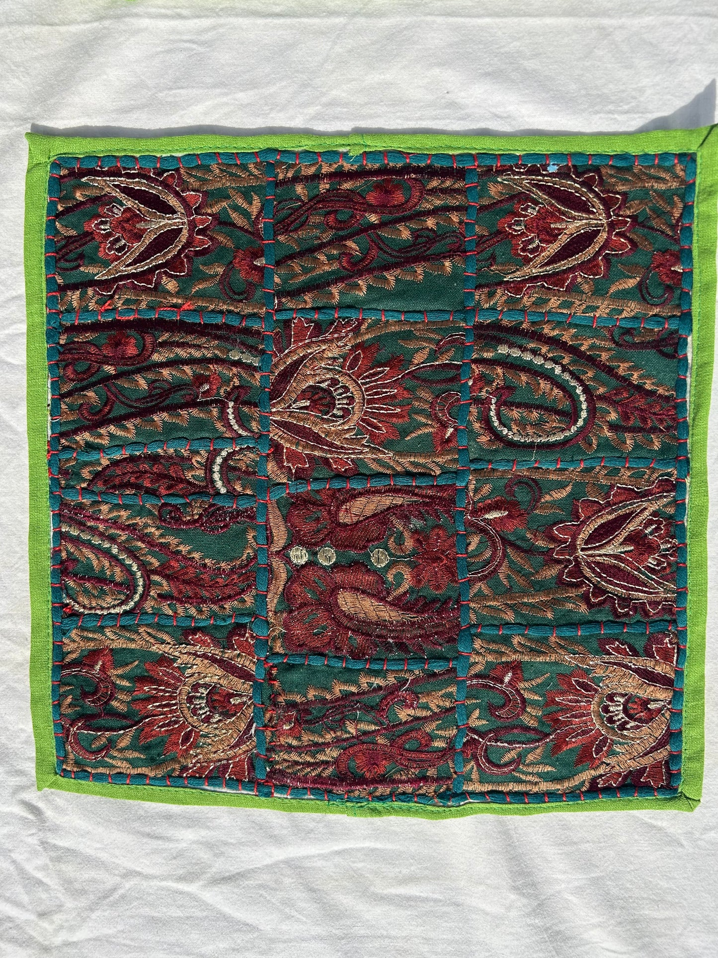 Ethnic Fine Colors Embroidery Green Pillow Covers, Set of 3
