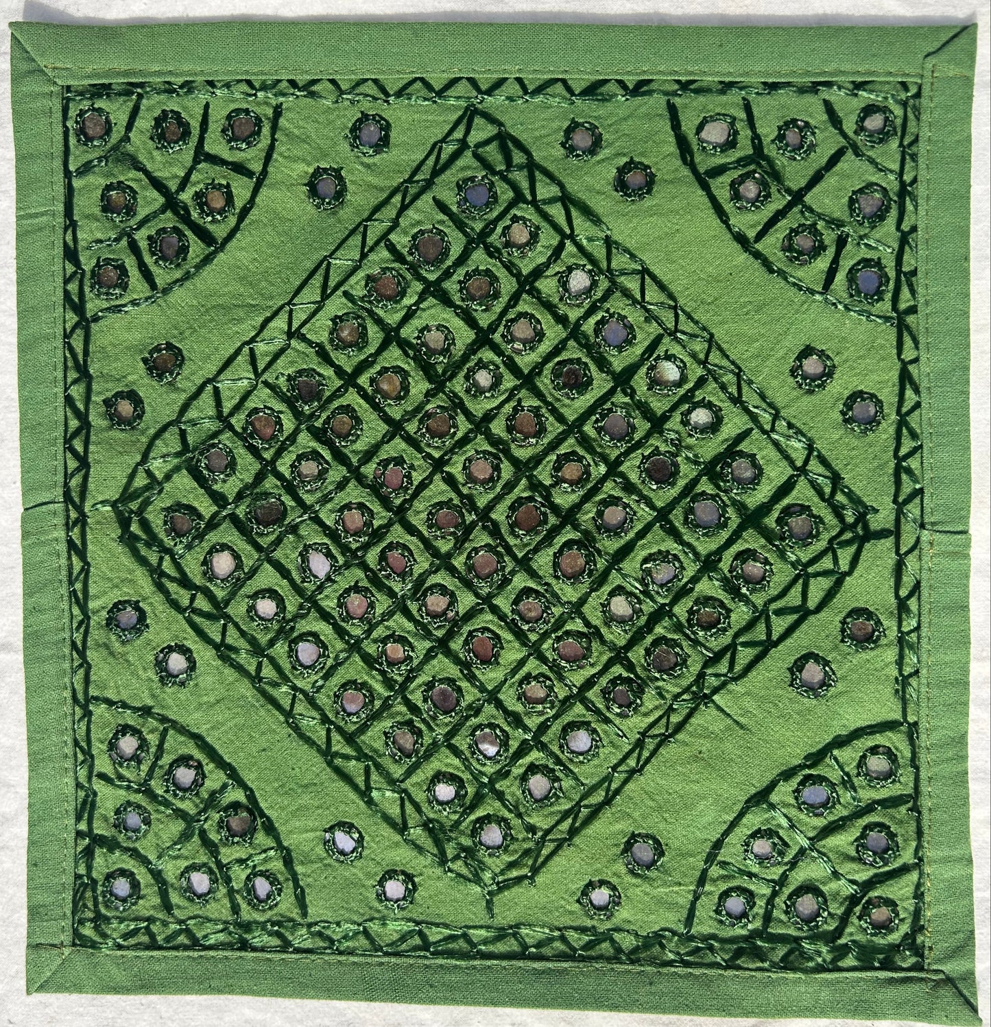 Ethnic Fine Colors Embroidery Green Pillow Covers, Set of 3