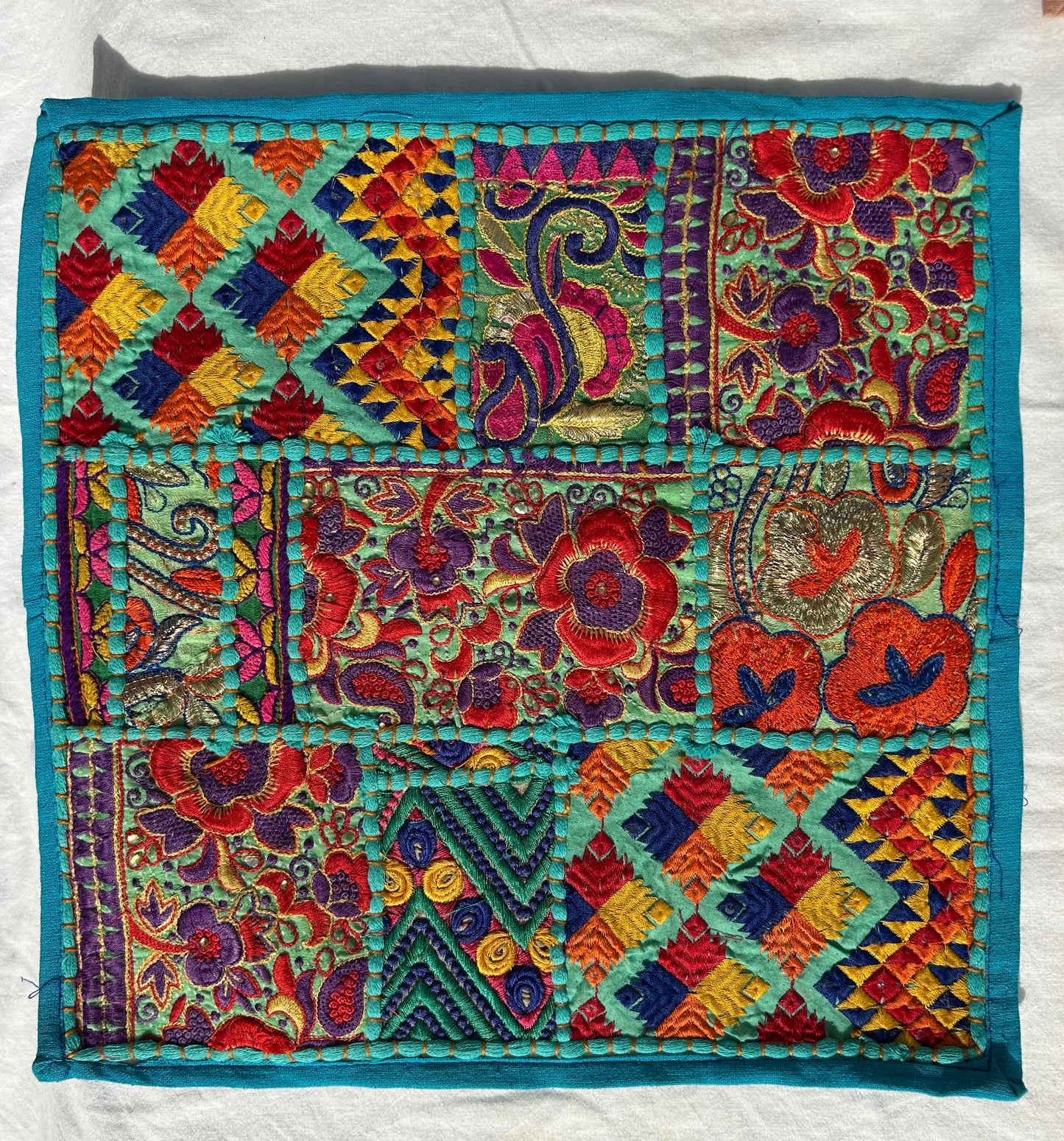 Ethnic Assorted Crafted Embroidery & Patchwork Pillow Covers, Set of 4