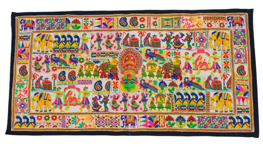 Patch Work Classical Kathak Dance Unique Embroidered Wall Tapestry