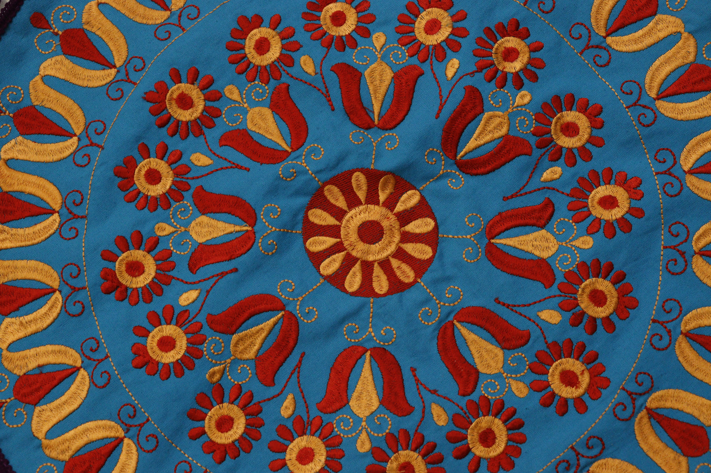 Ethnic Fine Colors Embroidery Round Pillow Covers, Set of 2