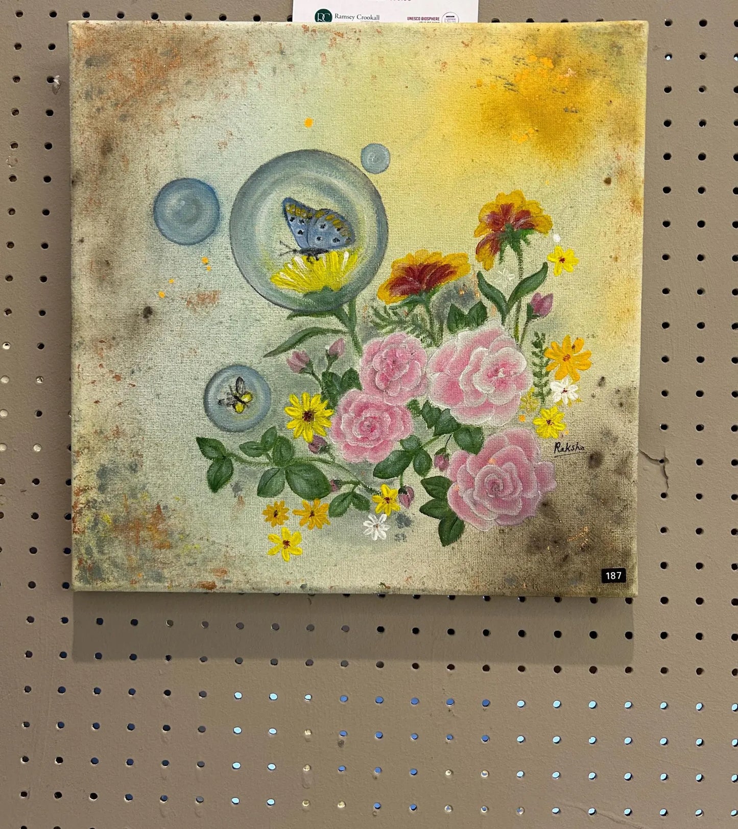 Textured Acrylic Painting on Canvas, Flower painting, fine Art, Butterfly Spring Season