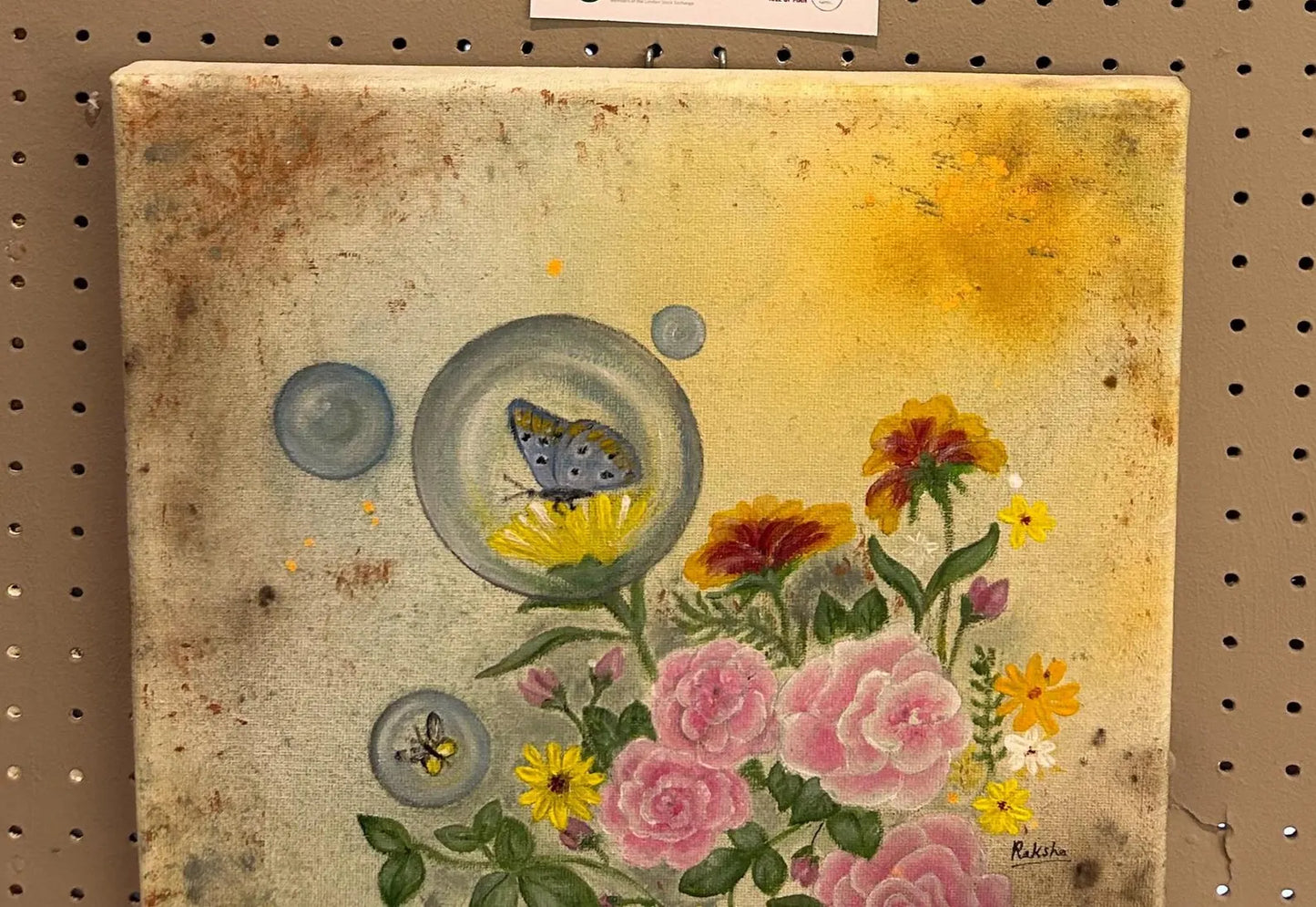 Textured Acrylic Painting on Canvas, Flower painting, fine Art, Butterfly Spring Season