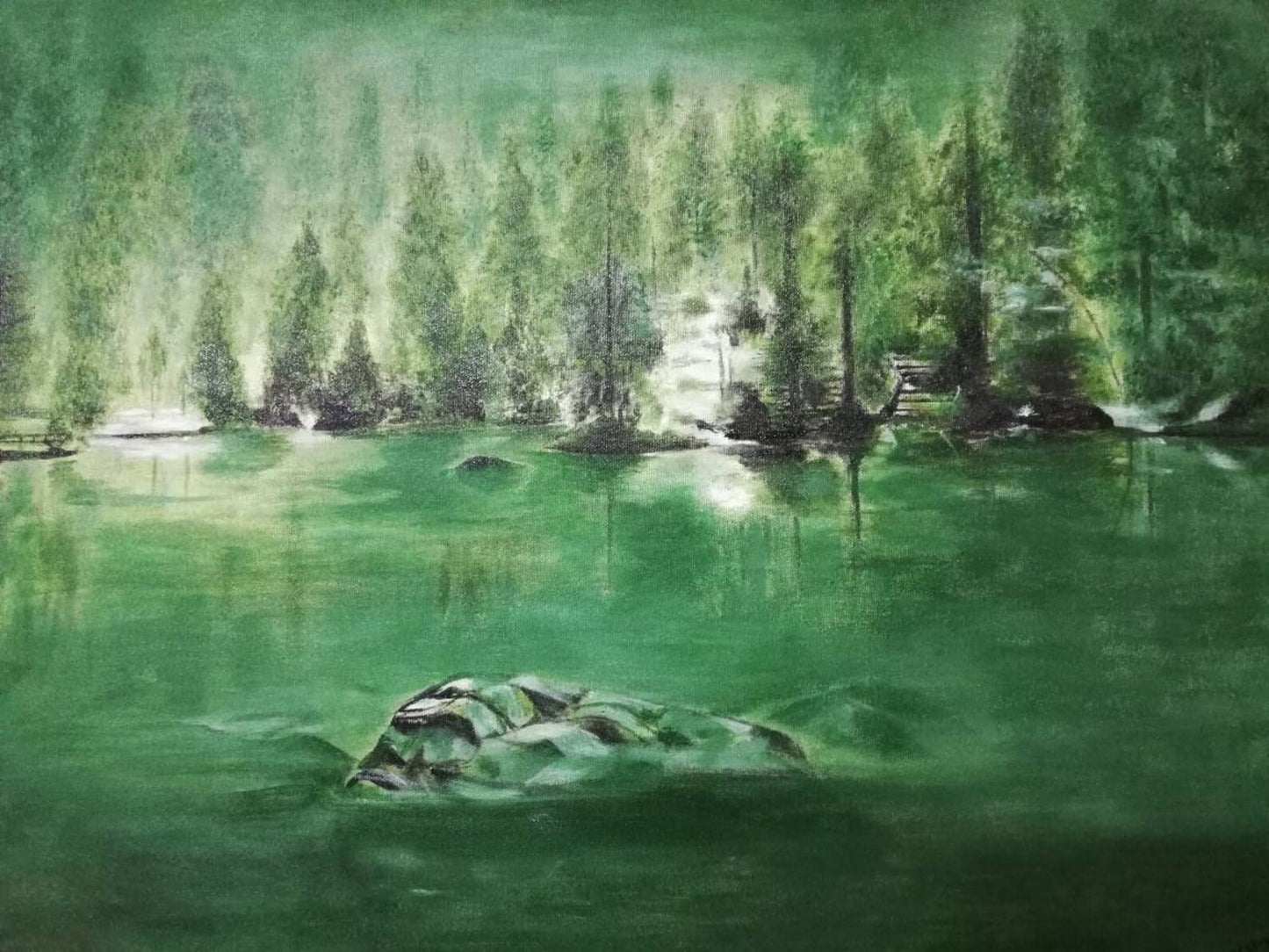 Beautiful Nature with Peace Painting, Acrylic On Canvas