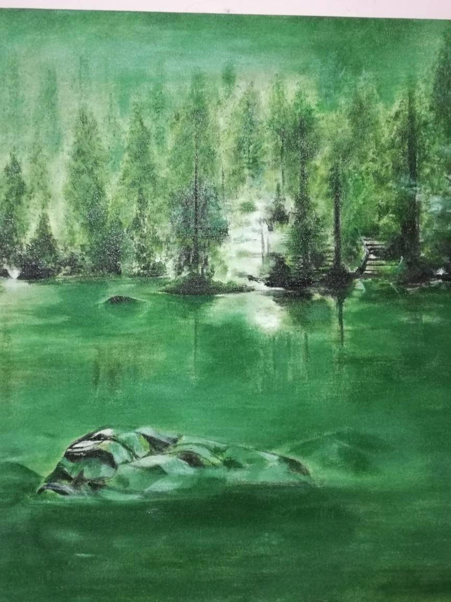 Beautiful Nature with Peace Painting, Acrylic On Canvas
