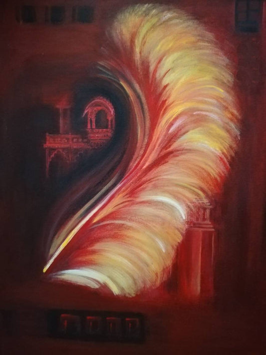 Historical Painting, Original Art, Acrylic on canvas, Red Color