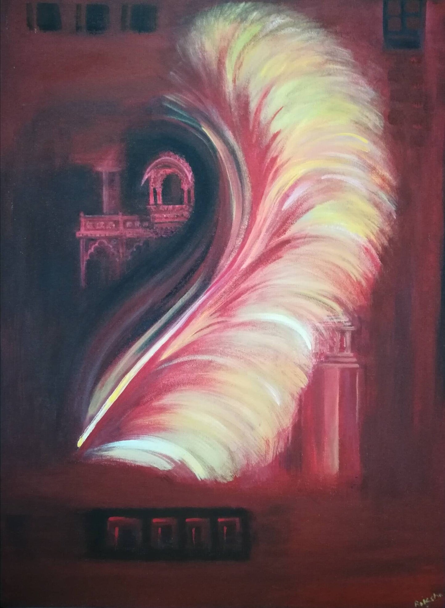 Historical Painting, Original Art, Acrylic on canvas, Red Color