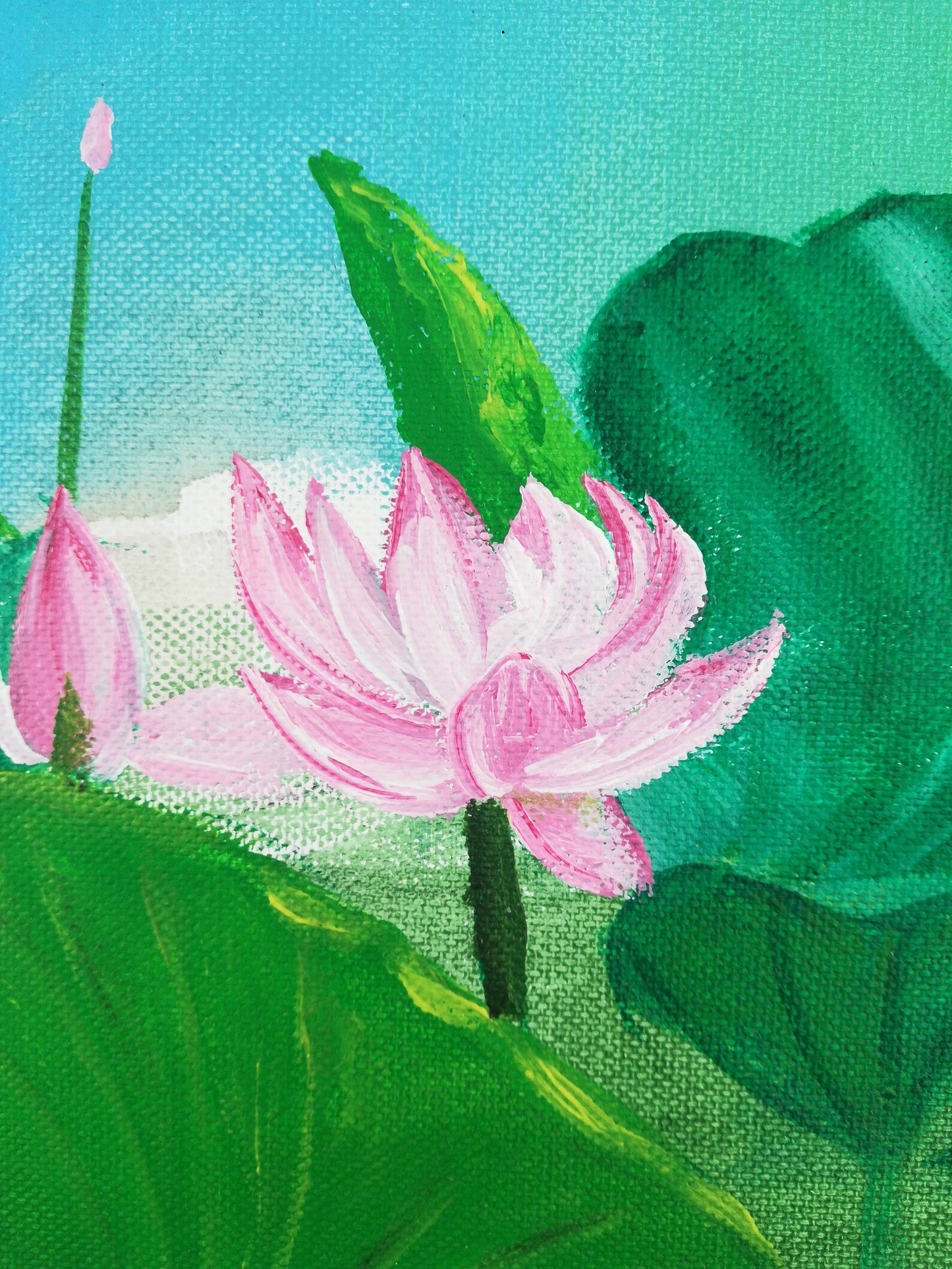 Holy Lotus Originally Painted on Canvas.. Beautiful Landscape