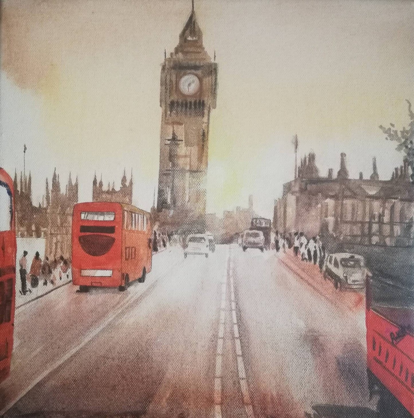 Alive Again with Positive Vibes Original Art, Cityscape Acrylic on Canvas