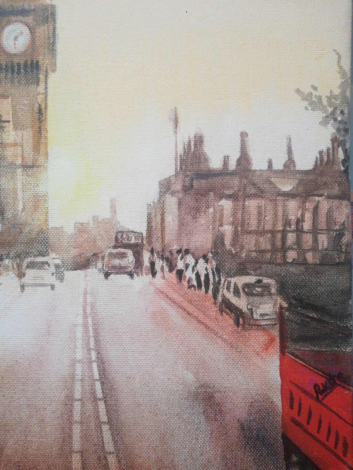 Alive Again with Positive Vibes Original Art, Cityscape Acrylic on Canvas