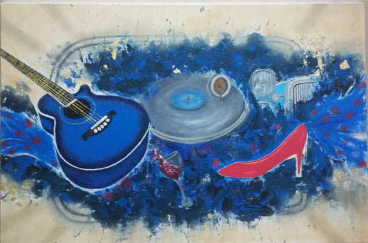 Original Painting on Canvas Made by Acrylic Colors in Retro world