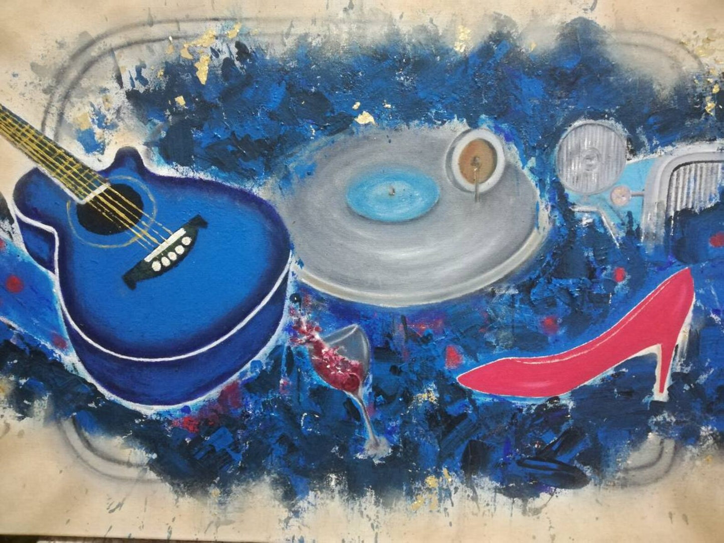 Original Painting on Canvas Made by Acrylic Colors in Retro world