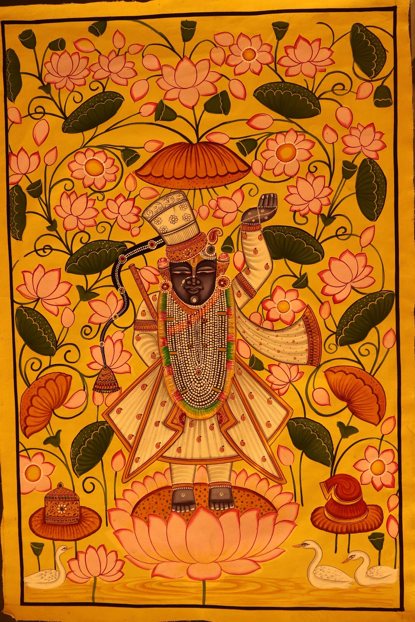 Original Shrinathji Painting for Regal Home Décor Painted by Natural Colors Which shows spirituality around