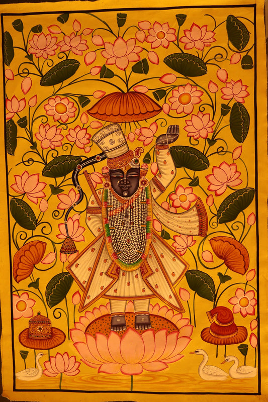 Original Shrinathji Painting for Regal Home Décor Painted by Natural Colors Which shows spirituality around