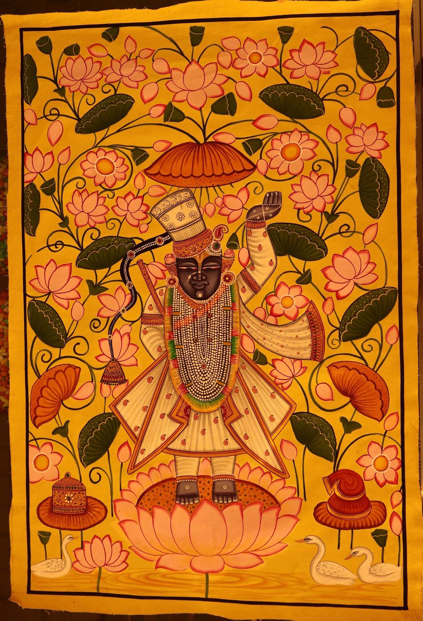 Original Shrinathji Painting for Regal Home Décor Painted by Natural Colors Which shows spirituality around