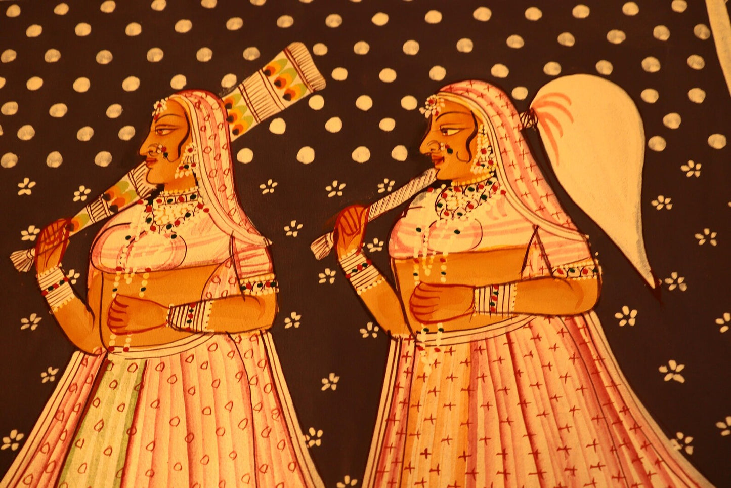 Krishna Original Pichwai Art Form India Made by Ancient Process, Real Colors on Fabric